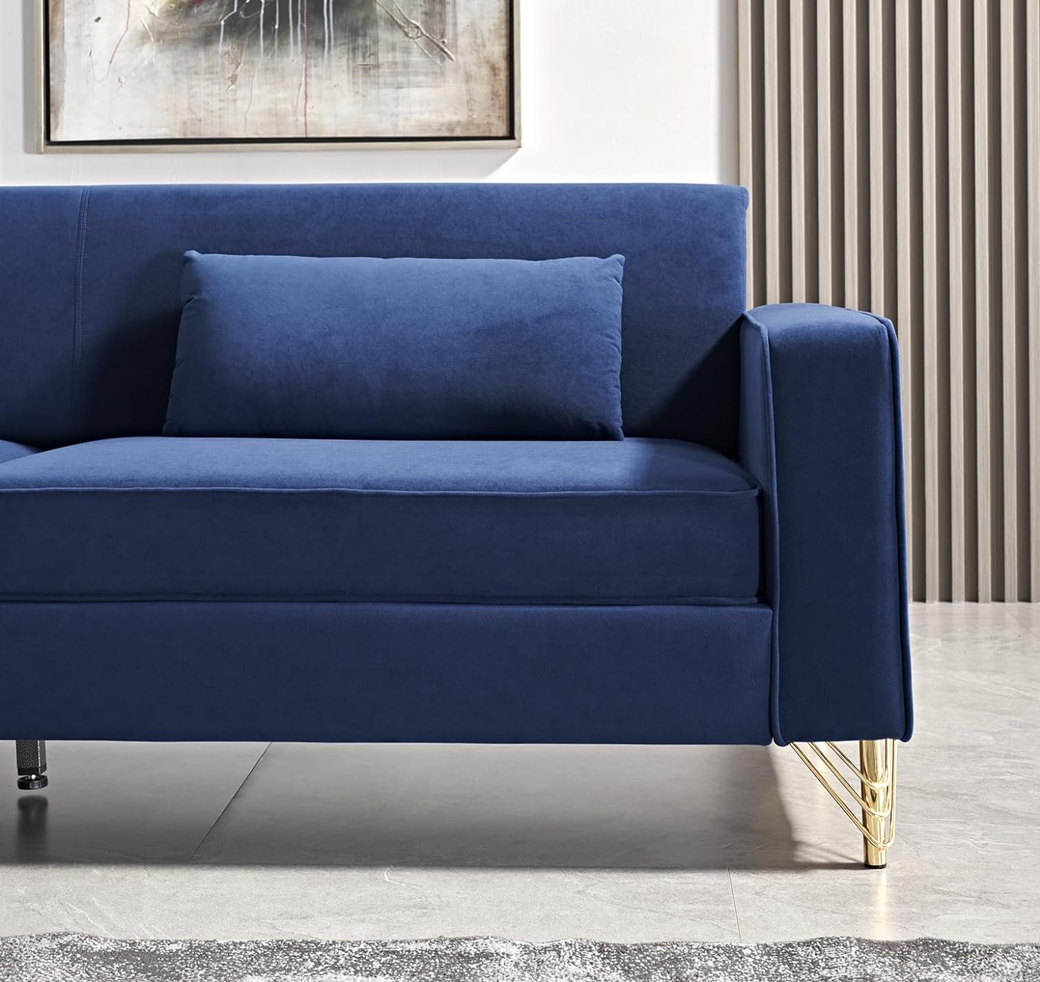 US Pride Furniture Aesthetic Velvet Sofas for Living Room 3 Seater Couch with Classic Modern Appeal and Luxurious Soft Comfort Easy to Maintain 85.8Wx30.7Dx31.5H Blue
