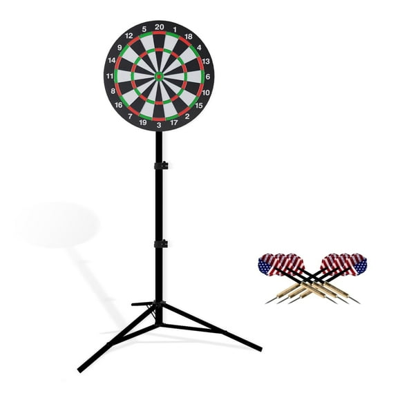 Dart Boards for Adults with Dart Board stand, Portable Tripod for Dartboard, Travel Stand for Dart Games, Adjustable Height, Black