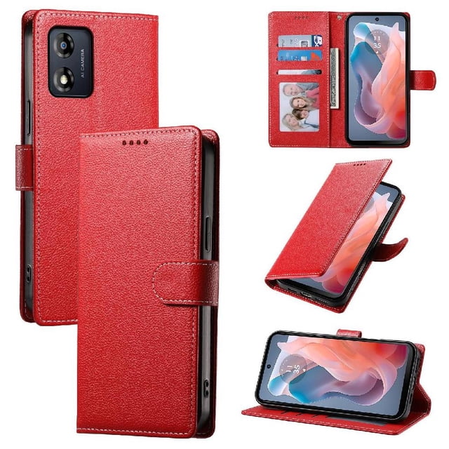 Case for FOXDOCK Motorola Moto E13 Wallet Case – Premium Leather, 3 Card Slots, Shockproof Protection