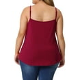thumbnail image 3 of Plus Size Cami Tank for Women V-Neck Lace Front Camisole Spaghetti Strap Sleeveless Top 1X Burgundy, 3 of 6