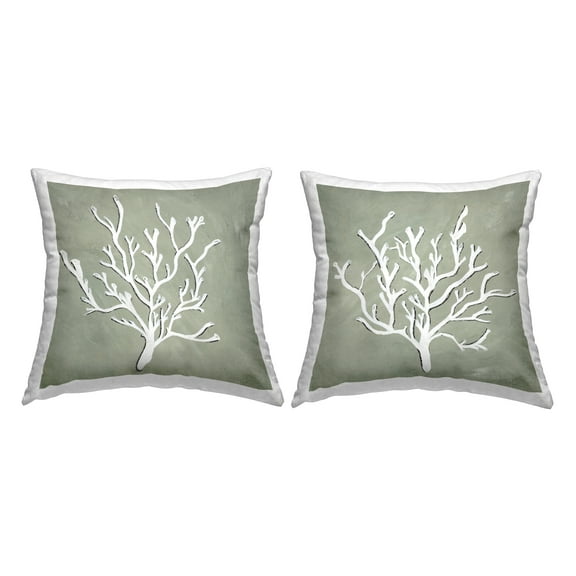 Stupell Industries Minimal Coral Shapes 2 Piece Decorative Printed Throw Pillow Set, 18 x 18