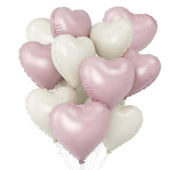 12 PCS 18inch Heart Foil Balloons Pink Heart Balloon White Heart Balloon for Birthday Party Valentines Day Wedding Anniversary Decorations