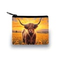 thumbnail image 2 of shyuyusa Highland Cow Pattern Coin Pouch Polyester Card Holder Simple Square Organizer for Small Personal Items, 2 of 6
