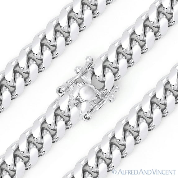8.3mm Miami Cuban / Curb Link Italian Chain Necklace in .925 Sterling Silver w/ Rhodium