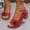 Red, variant on Hoshose New Roman Casual Chunky Sandals for Women with Buckle Flower Hollow out Non Slip Summer Dressy Women Sandals Outwear