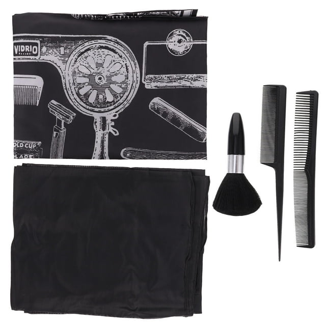Phenofice 5Pcs Barber Haircut Tool Set with Soft Neck Duster Black Hair Cutting Brush for Professional Styling