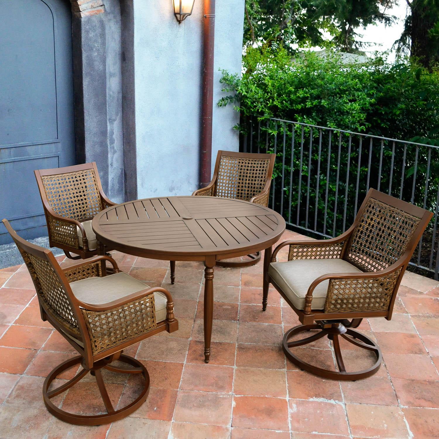 Arabella 5 Piece Aluminum Patio Dining Set W/ 48 Inch Round Table