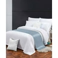 thumbnail image 3 of Bed Runner for King Size, Vintage Sky Blue Decorative Scarf Throws for Foot of Bed, Farmhouse Retro Solid Color Linen Texture Luxury Bedding Protector Slipcover Bedrunners for Hotel, 94 x 20 Inch, 3 of 6