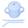 thumbnail image 4 of Silicone Baby Cup, Two Handles Baby Straw Cup Durable Reusable Drinking Training Premium Silicone Cartoon Style  For Home For Travel For Drinking Blue, 4 of 8