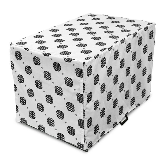 Abstract Dog Crate Cover, Monochrome Illustration of Celtic Like Knots on a Plain Background, Easy to Use Pet Kennel Cover Small Dogs Puppies Kittens, 7 Sizes, Charcoal Grey and White, by Ambesonne