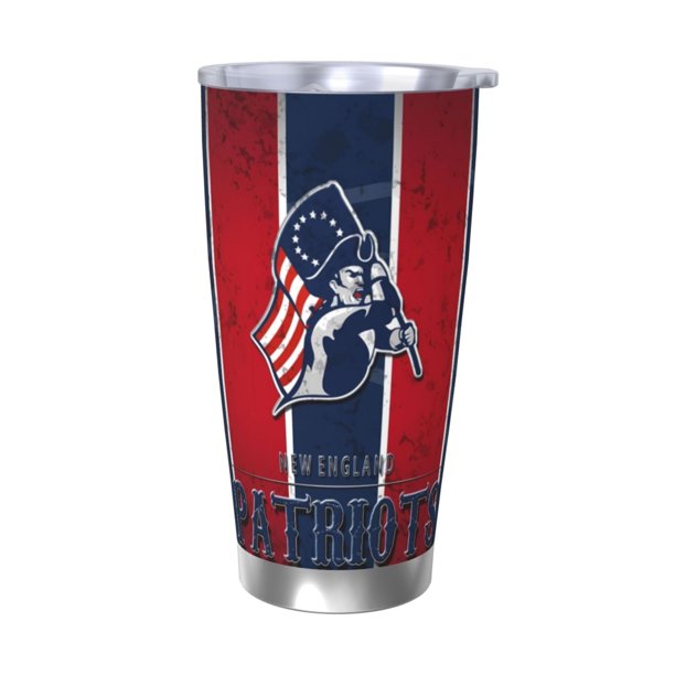 Taza térmica duradera de acero inoxidable 304 con tapa y pajita con temática del equipo de fútbol Patriots Taza térmica de acero inoxidable de 20 oz Taza para automóvil Adecuada para bebidas frías y