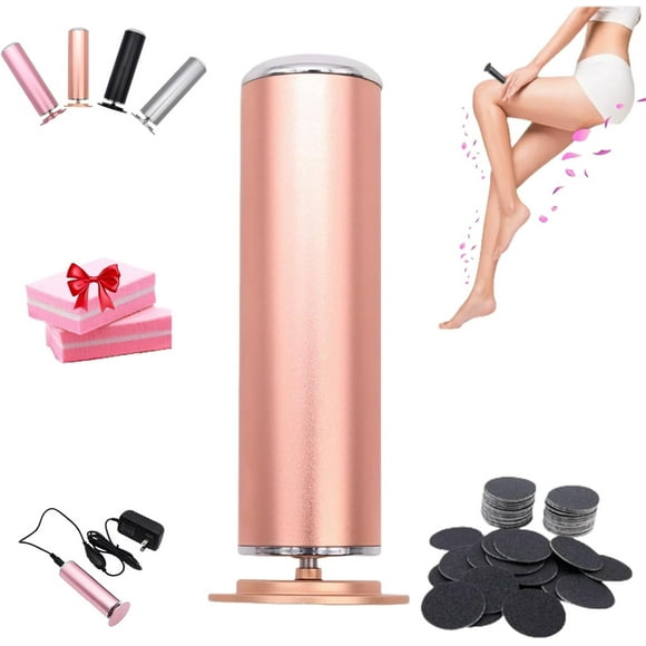 Dermave Removedor eléctrico de callos para pies, removedor eléctrico de callos para pies, lima eléctrica para pies removedor de callos profesional con 60 discos de papel de lija de repuesto (dorado)