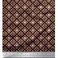 thumbnail image 1 of Soimoi Brun Poly Georgette Tissu Aster & Roses Damassé Tissu Imprimé 1 Yard 52 Inch Wide, 1 of 5