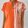thumbnail image 4 of Camisa de manga corta con botones, camisa de manga corta con botones y estampado floral, blusa con botones en bloques de color, funcionamiento suave, 4 of 7
