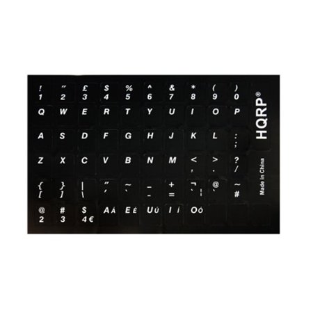 HQRP English Keyboard Stickers on Black Background With White Lettering for Black Keyboard Suit for All PC and (Best Typing Keyboard Laptop)