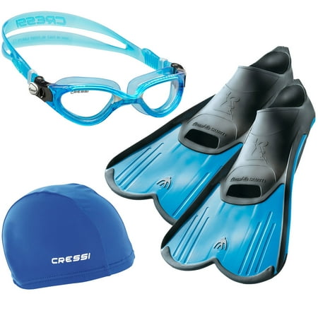 UPC: 0843607053129 | Cressi Cressi Light/Flash/Super Stretch Cap Swim Set  Blue