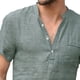 thumbnail image 3 of Camiseta de manga corta para hombre, camisa de tela de algodón con apertura media frontal, Top con cuello levantado para verano, 3 of 6