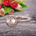 thumbnail image 3 of 6mm Round Cut 1.75 Carat Morganite Engagement Ring Wedding Ring On 10k Rose Gold Halo Art Deco Anniversary Gift, 3 of 6