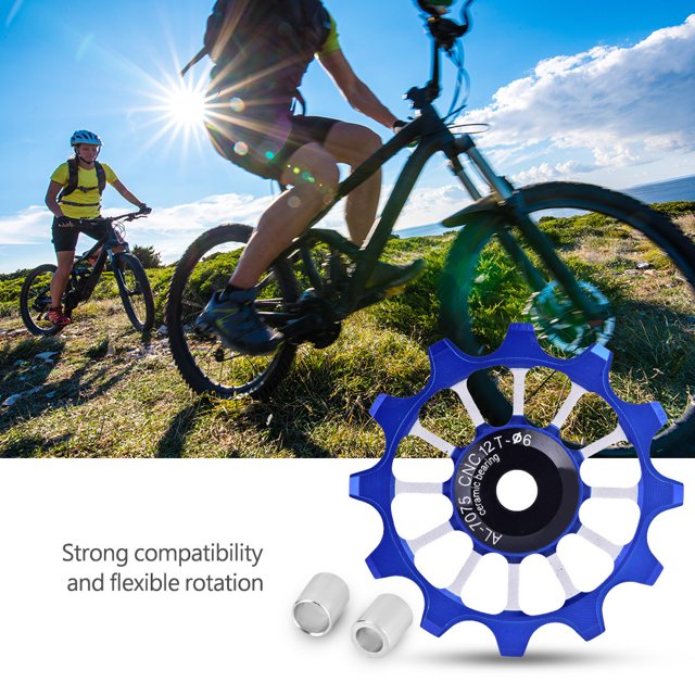 Derailleur Wheel Derailleur Pulley Aluminum Alloy Ramic Meijun Ramic Bearing Aluminum Alloy Bicycle Bike Rear Derailleur Pulley Guide Wheel Golden