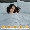 thumbnail image 3 of Lux Decor California King Size Sheet Set, 4-Piece Plain Soft Microfiber – Deep Pocket Cal Bed Sheets, Includes 1 Fitted Sheet, 1 Flat Sheet, 2 Pillowcases, Ice Bule, 3 of 10