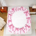 thumbnail image 4 of Manfei Pink Princess Bowtie Fitted Sheet Full,Cute Pink Loves Pattern Bed Set,3pcs,1 Fitted Sheet and 2 Pillowcases, 4 of 6