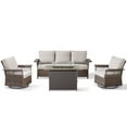 thumbnail image 2 of PARKWELL 4 Pieces Patio Furniture Set with Fire Pit Table, Outdoor All-Weather Wicker Conversation Couch Set with Swivel Gliders Chairs, Deep Seating Furniture for Porch Deck, Brown/Beige, 2 of 14