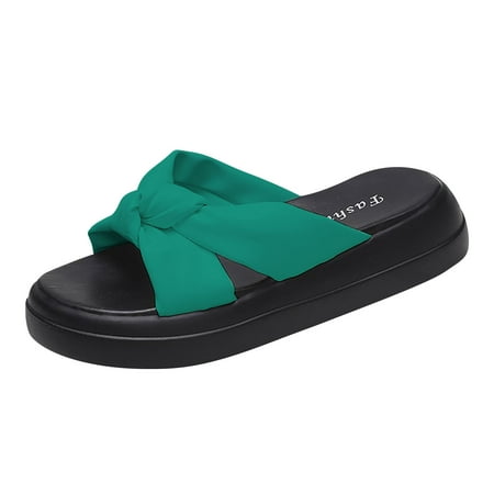

CLZOUD Beach Sandals for Women Green Thick Bottom Platform Round Head Girls Sandals Ladies Outdoor Sandals Fairy Style Soft Bottom Beach Slippers Ladies 37