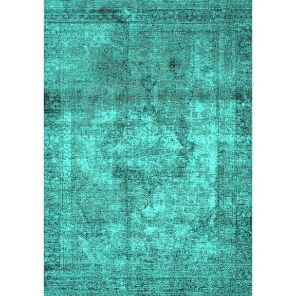 Ahgly Company Indoor Rectangle Persian Turquoise Blue Traditional Area Rugs, 5' x 7'