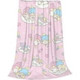 thumbnail image 2 of Pink Facecloth Blanket Little Twin Stars Kawaii Anime 3D Printing Throw Blanket Girls Bedroom Sleep Warm Plush Blanket Sofa Office Travel Lightweight Throw Blanket 60"x80" Inches, 2 of 6