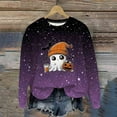 thumbnail image 1 of Heisall Womens Hoodies Halloween-themed Sparkling Print Round Neck Long Sleeve Fleece-lined Casual Sporty Fashion Sweatshirts, 1 of 9