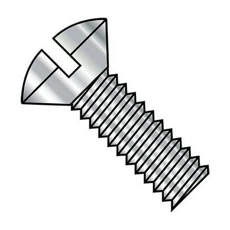 #10-24 x 2 in Slotted Oval Machine Screw, Plain Steel, 1000 PK