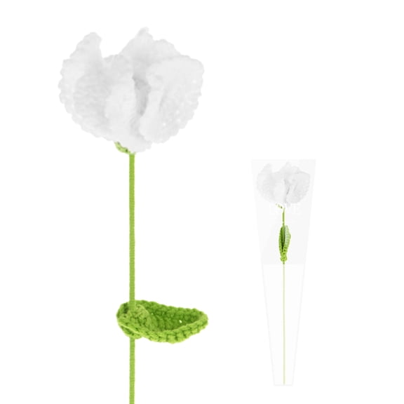 1-Pack Crochet Flowers, Knitted Artificial Wool Carnation for Handmade Knitted Flowers [White]