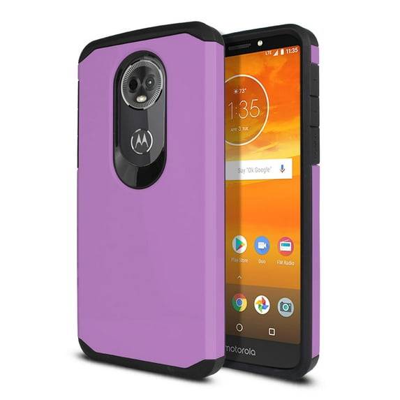 FINCIBO Hybrid Case Hard Plastic TPU Slim Back Cover for Motorola Moto E5 Plus 6", Purple/Black