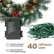 2 Pcs 6ft Pre-Lit Christmas Garland, with 40 Waterproof LED Light and Pine Cones and Berries, Battery Operated Garland 200 Branches Christmas Decoration for Xmas Holiday & Party