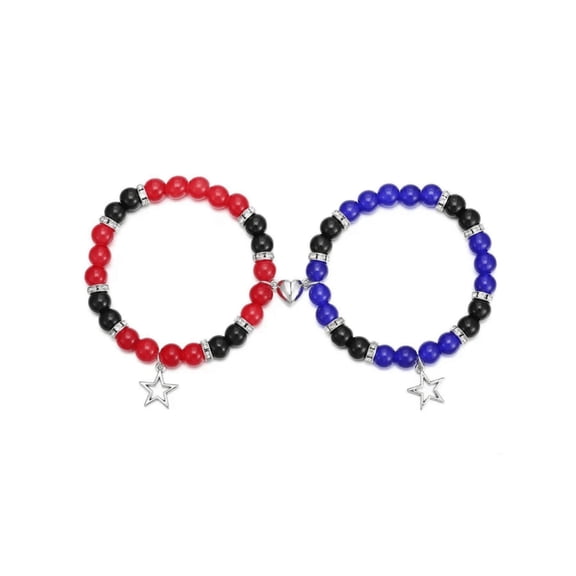 2 Pcs Heart - Shaped Magnetic Friendship & Lover Bracelets with  Stars Pendant. Ideal Valentine's Gift, Great for Cosplay Accessories