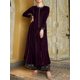 thumbnail image 2 of Vestido de noche Vintage de terciopelo para mujer, maxivestido con estampado Tribal de gran tamaño, cuello redondo, mangas largas, elegante, plisado, de lujo, para fiesta y graduación, 2 of 4