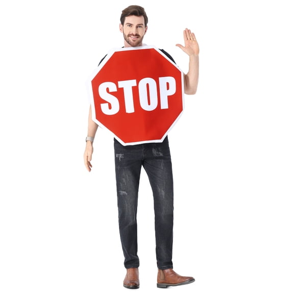Seasons Stop Sign Traffic Costume for Adults, Funny Halloween Dress-Up, One Size