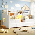 thumbnail image 5 of Harper & Bright Designs Twin Size Low Loft Bed with Storage Drawers and Shelves, Metal Loft Bed Frame with Lights, Light White, 5 of 15