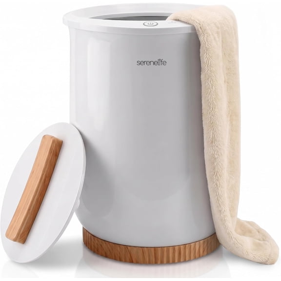 SereneLife Luxury Electric Bathroom Spa Bucket Towel Warmer, White