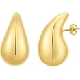 thumbnail image 1 of Pendientes de aro de oro grueso para mujer, aros abiertos huecos con forma de gota de agua, hipoalergénicos chapados en oro, joyería de moda para mujeres y niñas, 1 of 6
