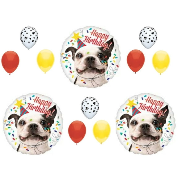 Dog Boston Terrier French Bulldog Happy Birthday party balloons Decoration Supplies