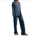thumbnail image 1 of Conjuntos de Dos Piezas para Mujer, Sudadera de Larga con Cuello en V y Pantalones Anchos, Conjuntos de Chándal para Estar en Neblina S, 1 of 10