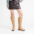 thumbnail image 6 of LOVE STEETLY Women's Knee High Low Heel Riding Boots, Side Zipper Round Toe Faux Leather Casual Comfort Versatile Boot, 6 of 6