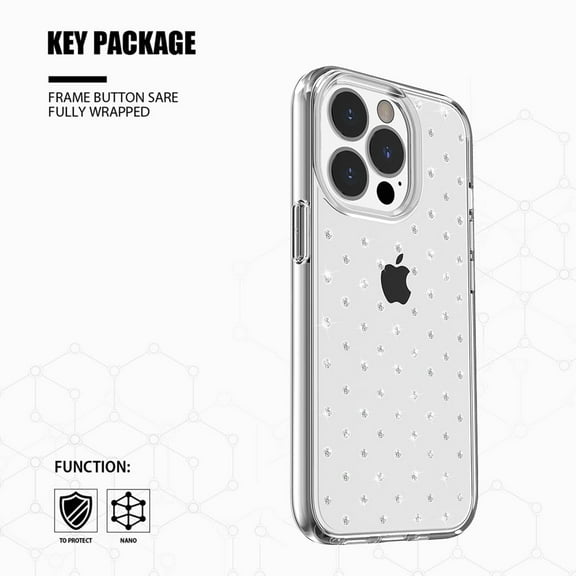 Phone Case for Apple iPhone 15 Pro (6.1") Clarity Diamond Bling Sparkle Hybrid Hard PC Shell & TPU Shock-Absorption Bumper Cover [ Clear ]