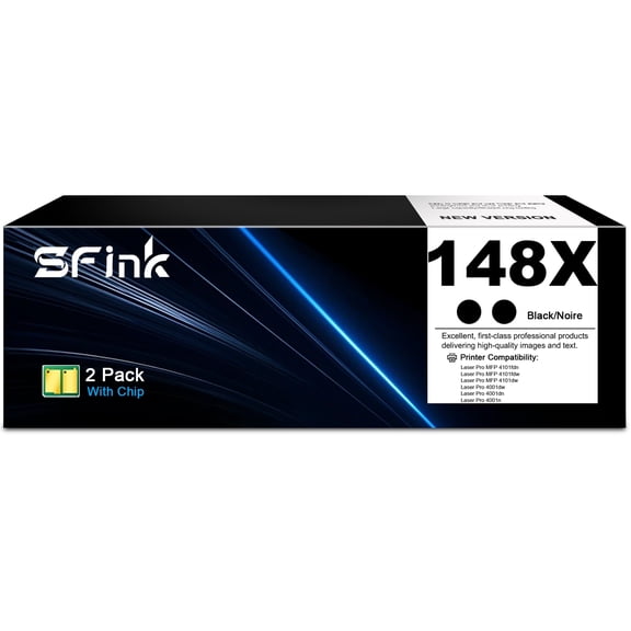 148X Toner Cartridge Black (with Chip) Compatible for HP148X W1480X 148A W1480A Work for MFP 4101fdn 4101fdw 4001dn Laserjet Pro 4001dw 4001n Printer (2 Pack)