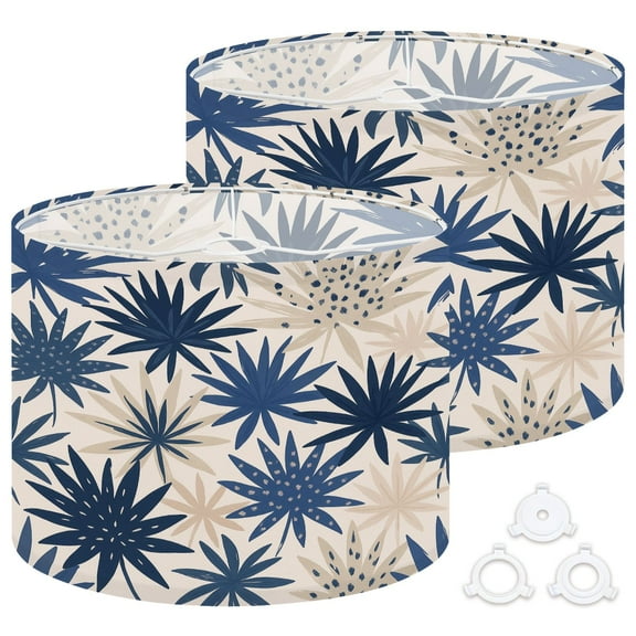 Lamp Shades Set of 2 Easy Assembly Abstract palm leaves filled animal print Modern trendy tropical Drum Lampshades for Table Lamps Floor Lamps Pendant Light 13"x13"x10" Replacement Lamp Shade