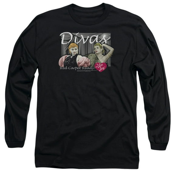 I Love Lucy Divas  Long Sleeve Adult 18/1 T-Shirt Black