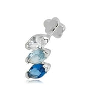 AVORA 14K White Gold Multi-Color Marquise Simulated Diamond CZ   Cartilage Piercing Flat Back Earring Body Jewelry (18 Gauge)