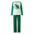 thumbnail image 2 of Family Matching Christmas Pajamas, Cartoon Dinosaur Print Long-Sleeved Tops + Elastic Waist Plaid Pattern Trousers, 2 of 7