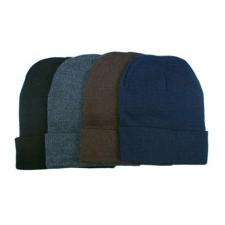 3 Plain Beanie Ski Cap Skull Hat Warm Solid Color Winter Cuff New Beany Men